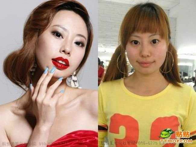 Азиатские девушки до и после косметики (11 фото)